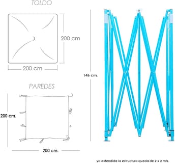 Foto 2 | Foto 2 | Toldo Ilios Innova Plegable con Paredes 2 x 2 Azul