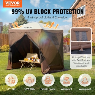 Foto 2 | Foto 2 | Carpa Plegable Tipo Gazebo Vevor De 6 X 6 Pies Con Paños Cortavientos De Privacidad, Color Marrón - Venta Internacional.