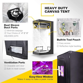 Foto 3 | Foto 3 | Carpa De Cultivo Hidropónica Ipower, 20 X 36 X 62 Cm, Resistente Al Agua, Color Negro - Venta Internacional.