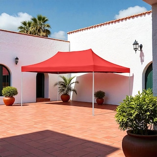 Foto 5 | Foto 5 | Ilios Innova | Toldo Plegable Rojo 3x4.5 Impermeable Y Resistente Al Clima Con Estructura De Hierro Y Tela Oxford.