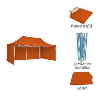 Foto 5 | Foto 5 | Ilios Innova | Toldo Plegable Naranja 3x4.5 Con Paredes Laterales Impermeable Velcro De Ajuste Ideal Para Exterior.