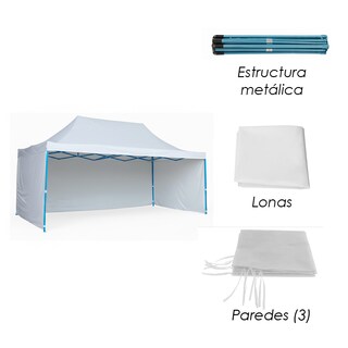 Foto 3 | Foto 3 | Toldo Plegable Blanco 3x4.5 Con Paredes Laterales Ilios Innova Impermeable Velcro De Ajuste Ideal Para Exterior