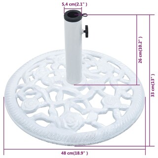 Foto 7 | Foto 7 | Base Redonda Para Paraguas Vidaxl, 12 Kg, Hierro Fundido, Color Blanco, 48 X 33 Cm - Venta Internacional.