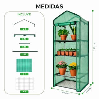 Foto 3 | Foto 3 | Invernadero Portátil Elly De 4 Niveles Con Cubierta Reforzada Y Estantes Metálicos Para Interior Y Exterior