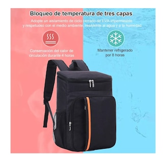 Foto 2 | Foto 2 | Mochila Hieleras Enfriador Bolsa Impermeable Portátil 20 L Color Negro Con Raya Naranja