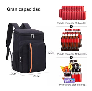 Foto 3 | Foto 3 | Mochila Hieleras Enfriador Bolsa Impermeable Portátil 20 L Color Negro Con Raya Naranja