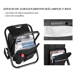 Foto 2 | Foto 2 | Mochila Hielera/ Térmica Silla Banco Plegable Portátil Eo Safe Imports Esi-13876 Negro