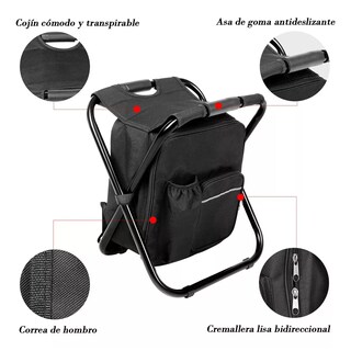 Foto 5 | Foto 5 | Mochila Hielera/ Térmica Silla Banco Plegable Portátil Eo Safe Imports Esi-13876 Negro