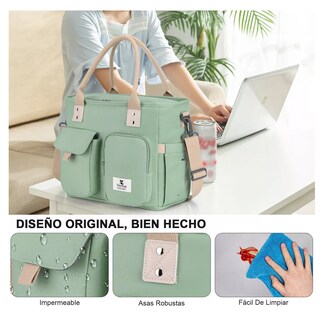 Foto 4 | Foto 4 | Lonchera Térmica Bolsa De Almuerzo Portátil Fiambrera 16l Verde Claro