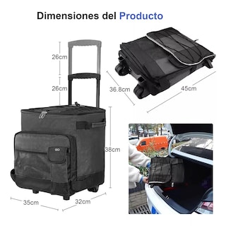 Foto 2 | Foto 2 | Language Hielera Con Ruedas Bolsa Térmica Portátil 43l Eo Safe Imports Esi-13881-1 Negro