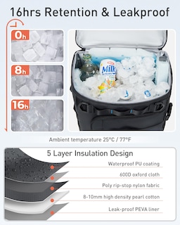 Foto 4 | Foto 4 | Mochila Cooler Tourit 28 L, 38 Latas, A Prueba De Fugas, Impermeable, Azul Marino - Venta Internacional.