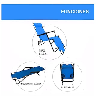Foto 2 | Foto 2 | Silla Plegable Tipo Camastro Reclinable Playa Jardin Alberca