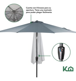 Foto 4 | Foto 6 | Sombrilla para Jardín KingsHouse 2.70m Ángulo de Inclinación