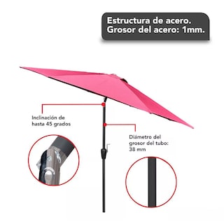 Foto 4 | Foto 4 | Sombrilla Jardín Playa De 2.1m Con Inclinación Y Manivela