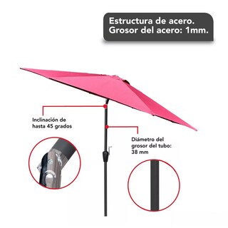 Foto 4 | Foto 4 | 4 Sombrillas Jardín Playa De 2.1m Con Inclinación Y Manivela