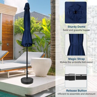Foto 4 | Foto 4 | Sombrilla De Patio Simple Deluxe De 2,3 M Para Exteriores Con 6 Varillas, Color Azul Oscuro - Venta Internacional.