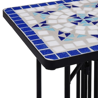 Foto 7 | Foto 7 | Mesa Auxiliar De Exterior Vidaxl Mosaico De Cerámica Azul Y Blanca - Venta Internacional.