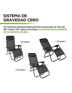 Foto 4 | Foto 4 | Silla Plegable Camastro Portátil Antigravity De Tela Para Jardín Y Exteriores color Negro Hikeo 83272-bl