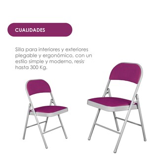 Foto 3 | Foto 3 | Sillas Plegables Ilios Innova Acojinadas Color Morado 6 Piezas
