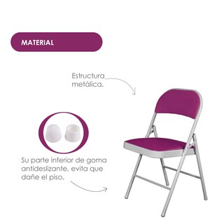 Foto 4 | Foto 4 | Sillas Plegables Ilios Innova Acojinadas Color Morado 6 Piezas