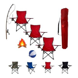 Foto 2 | Foto 2 | Silla Plegable de Playa 3 Piezas Rojas