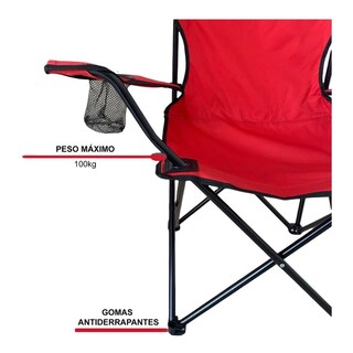Foto 6 | Foto 6 | Silla Plegable de Playa 3 Piezas Rojas