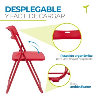 Foto 5 | Foto 5 | Silla Plegable Onof Viviana Con Patas Antiderrapantes Multifuncional color Rojo