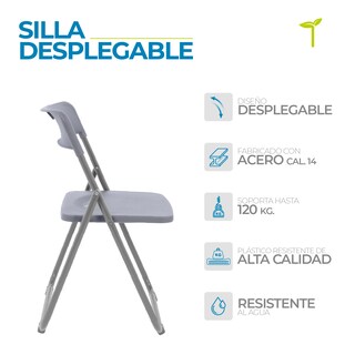 Foto 2 | Foto 2 | Silla Plegable Onof Viviana con Patas Antiderrapantes Multifuncional color Gris