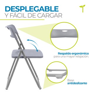 Foto 5 | Foto 5 | Silla Plegable Onof Viviana con Patas Antiderrapantes Multifuncional color Gris