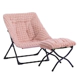 Sillón Hollyhome Xl Con Reposapiés Plegable, Color Rosa - Venta Internacional.