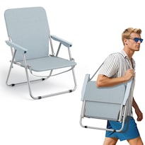 Silla De Playa Simple, De Lujo, Con Asiento Ancho, Compacta, Plegable, Para Acampar - Venta Internacional.