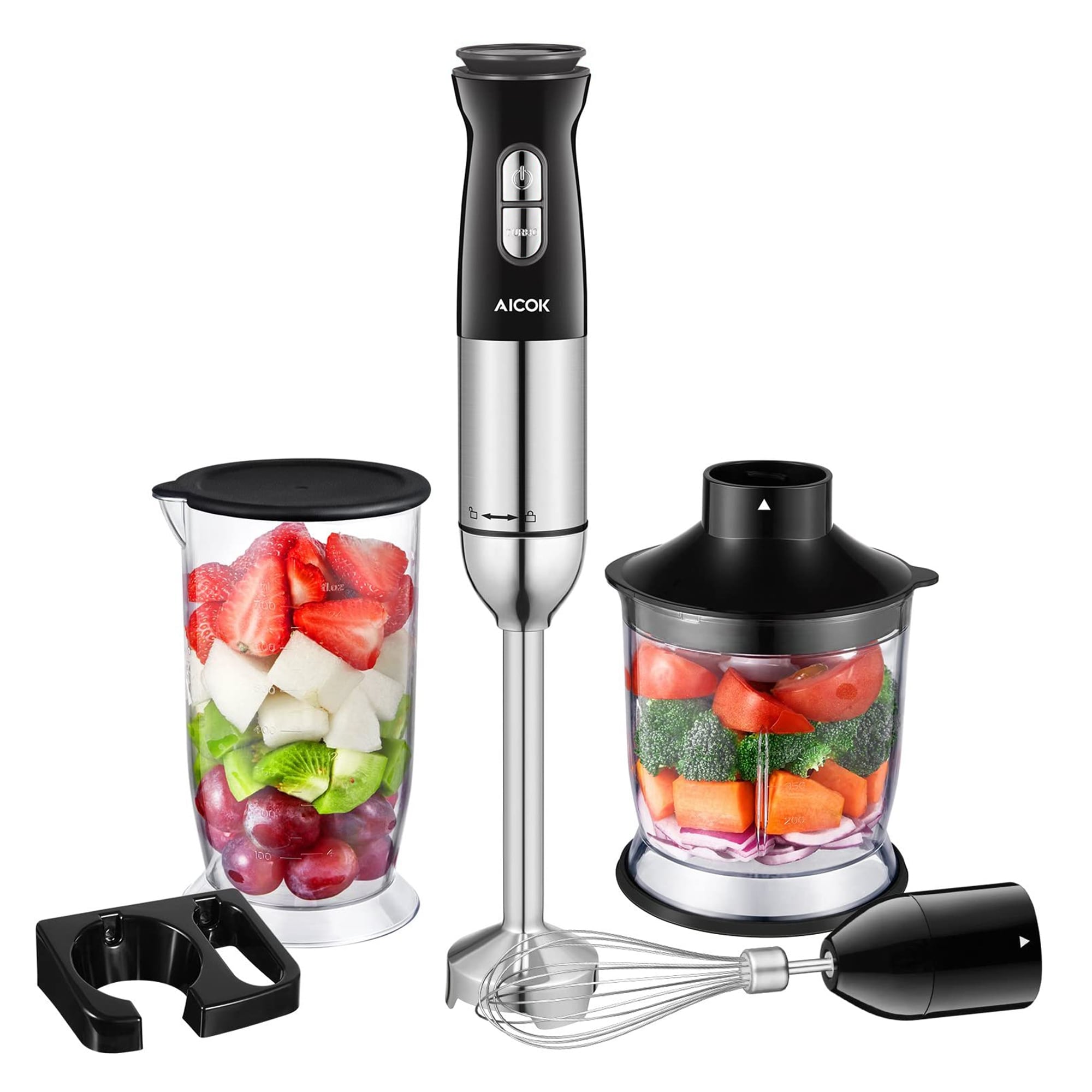 Juego de Batidora de Inmersión Aicok LB2104 color Plata