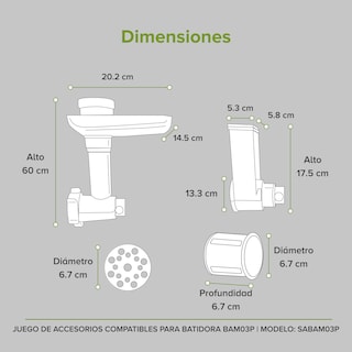 Foto 6 | Foto 6 | Juego de Accesorios Compatibles para Batidora Sabam03p Avera