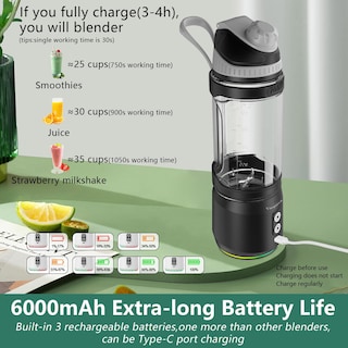 Foto 3 | Foto 3 | Licuadora Portátil Vaeqozva 24 Oz/700 Ml 300 W Recargable Por Usb - Venta Internacional.