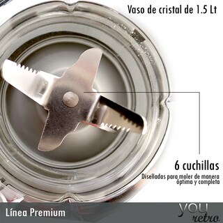 Foto 5 | Foto 5 | Licuadora Triturador 3 Vel. Vaso Vidrio 1.5 Ltrs You Retro