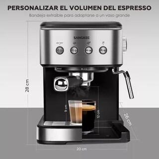 Foto 2 | Foto 2 | Cafetera de Espresso y Capuchino Sangkee CAF-021-1623 color Negro con Espumador