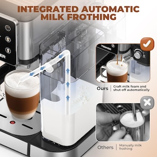 Foto 4 | Foto 4 | Máquina De Café Espresso Tenker 20 Bar Con Espumador De Leche 1350 W Plateada - Venta Internacional.