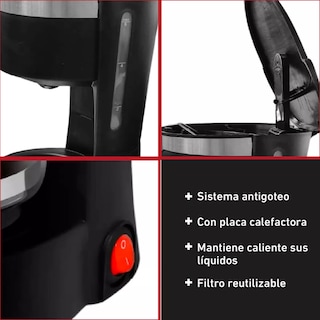 Foto 3 | Foto 3 | Cafetera de Goteo Swiss Navy Negra Semiautomática 6 Tazas Filtro Permanente