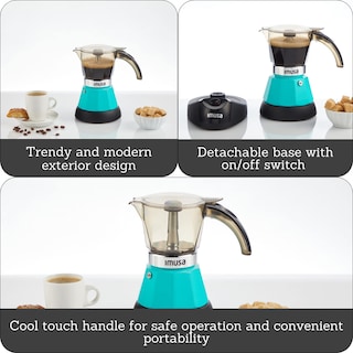 Foto 3 | Foto 3 | Cafetera Eléctrica Imusa Para 2 O 3 Tazas, Color Verde Azulado - Venta Internacional.
