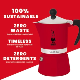 Foto 6 | Foto 6 | Cafetera Espresso Stovetop Bialetti Rainbow, 6 Tazas, 250 Ml, Color Rojo - Venta Internacional.