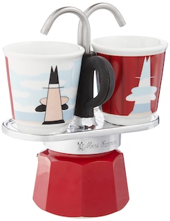Foto 1 | Foto 1 | Set Moka Bialetti Mini Express Magritte De 2 Tazas Con 2 Vasos, Color Rojo - Venta Internacional.