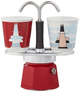 Foto 2 | Foto 2 | Set Moka Bialetti Mini Express Magritte De 2 Tazas Con 2 Vasos, Color Rojo - Venta Internacional.