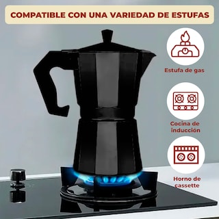 Foto 6 | Foto 6 | Cafetera Italiana para Expresso 6 Tazas Negra