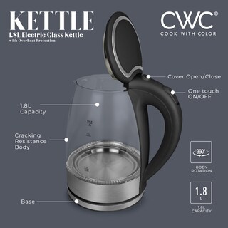 Foto 2 | Foto 2 | Hervidor Eléctrico Cook With Color Glass 1.8 L Rapid Boil Black - Venta Internacional.
