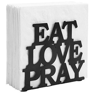 Foto 1 | Foto 1 | Parrilla Mygift- Servilletero Moderno Hecho En Metal Negro Con Mensaje Eat, Love, Pray