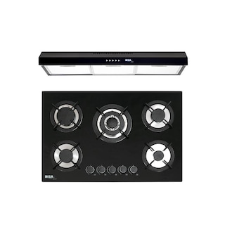 Foto 1 | Foto 1 | Combo Disa Home Parrilla de Gas 5 Quemadores Cristal Templado y Campana de Pared color Negro