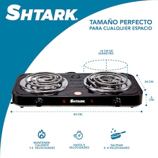 Foto 3 | Foto 3 | Parrilla Eléctrica dos Quemadores Shtark Negra