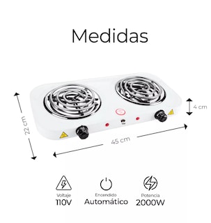 Foto 2 | Foto 2 | Parrilla Eléctrica 2 Quemadores Acero Inoxidable 2000w Color Blanco