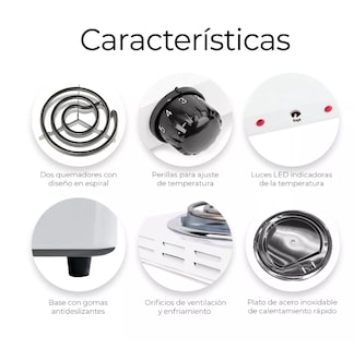 Foto 3 | Foto 3 | Parrilla Eléctrica 2 Quemadores Acero Inoxidable 2000w Color Blanco