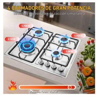 Foto 2 | Foto 2 | Parrilla de Gas Empotrable 4 Quemadores de Acero Inoxidable